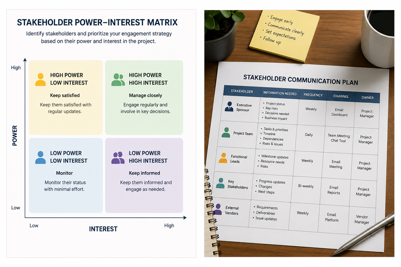 Stakeholder power and interest matrix